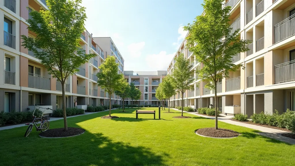 Quartiers à éviter à Reims : ce qu'un investisseur doit vraiment savoir Cour intérieure rénovée d'un quartier résidentiel en mutation