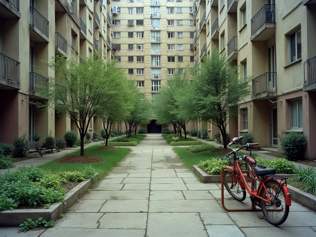Quartiers à éviter à Reims : ce qu'un investisseur doit vraiment savoir Espace extérieur d'une résidence ancienne nécessitant rénovation
